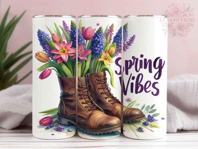 Spring Tulips In Boots 20oz Tumbler Wrap PNG, Gift For Mama Tumber Png, Straight & Tapered Tumbler Wrap, Instant Digital Download Sublimation Li Zamperini 