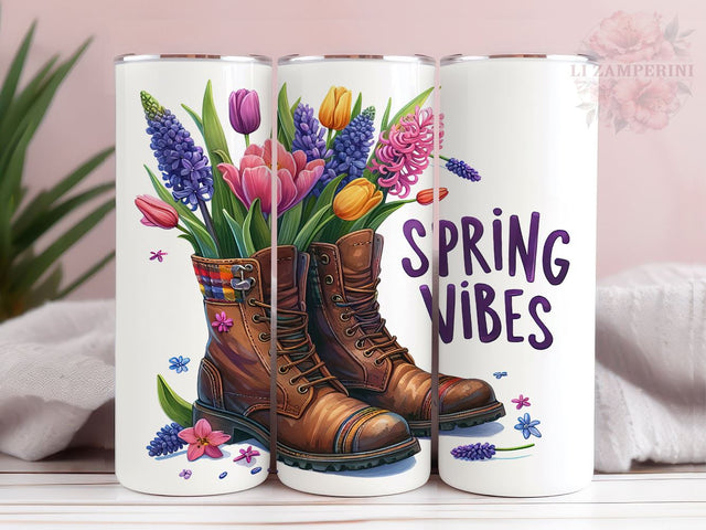 Spring Tulips In Boots 20oz Tumbler Wrap PNG, Gift For Mama Tumber Png, Straight & Tapered Tumbler Wrap, Instant Digital Download Sublimation Li Zamperini 