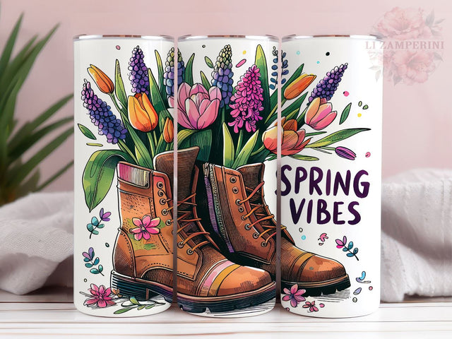 Spring Tulips In Boots 20oz Tumbler Wrap PNG, Gift For Mama Tumber Png, Straight & Tapered Tumbler Wrap, Instant Digital Download Sublimation Li Zamperini 