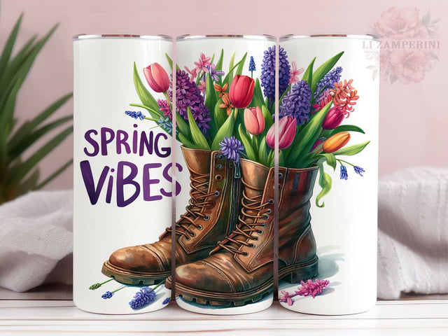 Spring Tulips In Boots 20oz Tumbler Wrap PNG, Gift For Mama Tumber Png, Straight & Tapered Tumbler Wrap, Instant Digital Download Sublimation Li Zamperini 