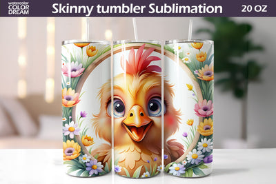 Spring Tumbler | Cute Animals Flowers Tumbler Wrap Sublimation WatercolorColorDream 