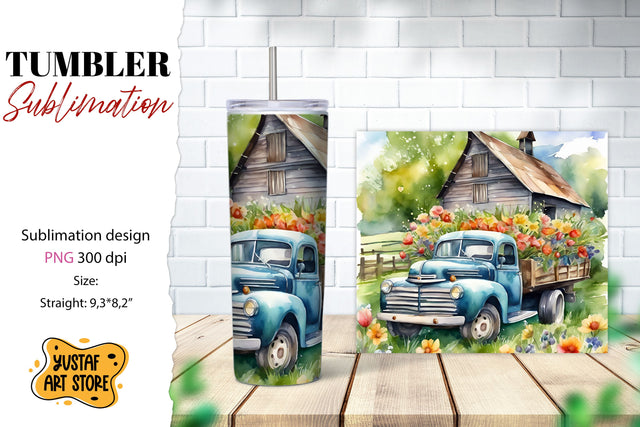 Spring tumbler. Spring truck sublimation design Sublimation Yustaf Art Store 