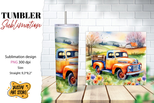 Spring tumbler. Spring truck sublimation design Sublimation Yustaf Art Store 