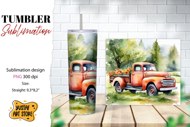 Spring tumbler. Spring truck sublimation design Sublimation Yustaf Art Store 