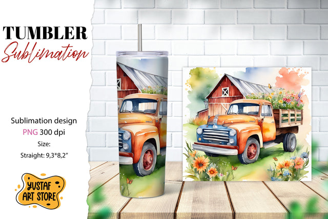 Spring tumbler. Spring truck sublimation design Sublimation Yustaf Art Store 