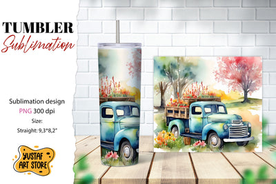 Spring tumbler. Spring truck sublimation design Sublimation Yustaf Art Store 