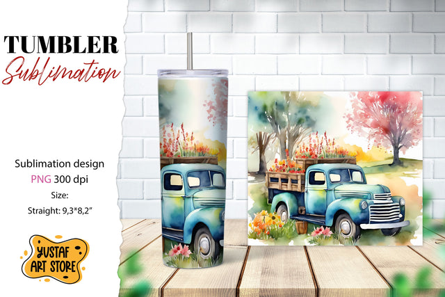 Spring tumbler. Spring truck sublimation design Sublimation Yustaf Art Store 