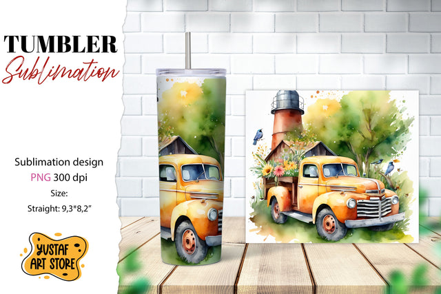 Spring tumbler. Spring truck sublimation design Sublimation Yustaf Art Store 