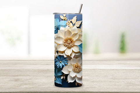 Spring Tumbler Wrap | 20 oz | Spring Print PNG | 3d Flowers, 3D Floral Tumbler Wrap, Sublimation Design, 20 oz Skinny Tumbler, Paper floral tumbler sublimation designs download, colorful Sublimation FloridPrintables 