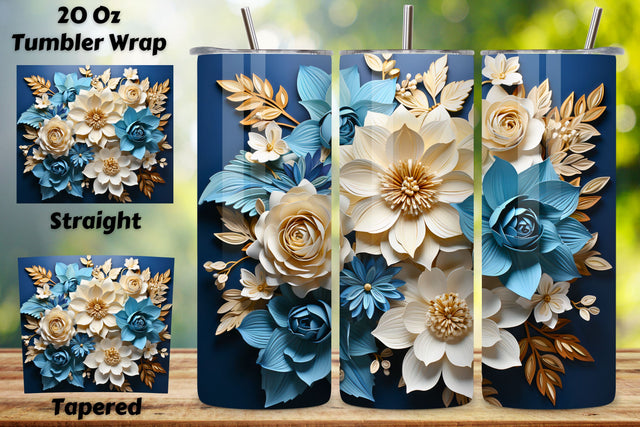 Spring Tumbler Wrap | 20 oz | Spring Print PNG | 3d Flowers, 3D Floral Tumbler Wrap, Sublimation Design, 20 oz Skinny Tumbler, Paper floral tumbler sublimation designs download, colorful Sublimation FloridPrintables 