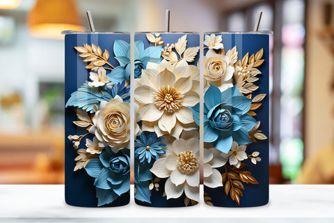 Spring Tumbler Wrap | 20 oz | Spring Print PNG | 3d Flowers, 3D Floral Tumbler Wrap, Sublimation Design, 20 oz Skinny Tumbler, Paper floral tumbler sublimation designs download, colorful Sublimation FloridPrintables 