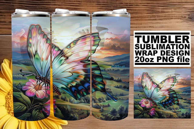 Spring Tumbler Wrap 3D Butterfly Sublimation afrosvg 