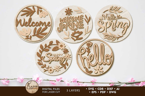 Spring Wall Panels Set, Multilayer Templates SVG LaserCutano 