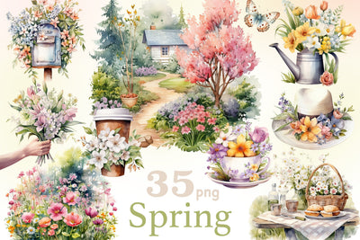 Spring Watercolor Clipart Bundle | Farm PNG Set SVG GlamArtZhanna 