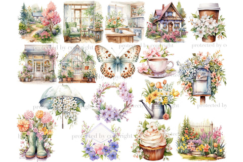 Spring Watercolor Clipart Bundle | Farm PNG Set SVG GlamArtZhanna 