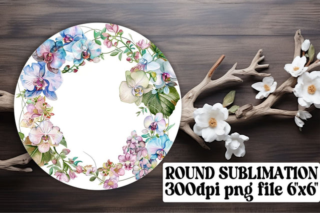 Spring Watercolor Flower Round Design Sublimation afrosvg 