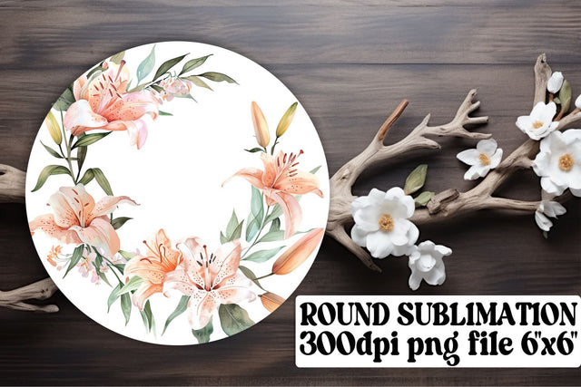 Spring Watercolor Flower Round Design Sublimation afrosvg 