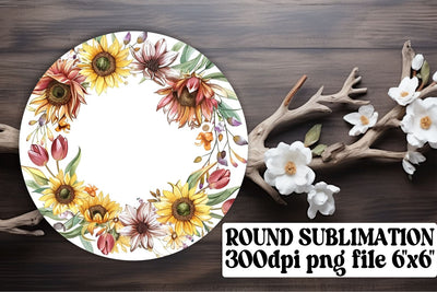 Spring Watercolor Flower Round Design Sublimation afrosvg 