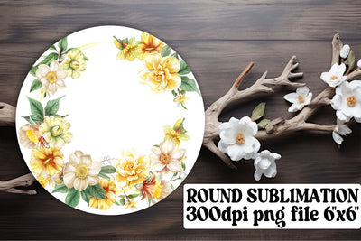 Spring Watercolor Round Design with Sublimation afrosvg 