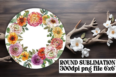 Spring Watercolor Wreath Design for PNG Sublimation afrosvg 