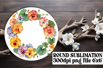 Spring Watercolor Wreath Keychain Sublimation afrosvg 