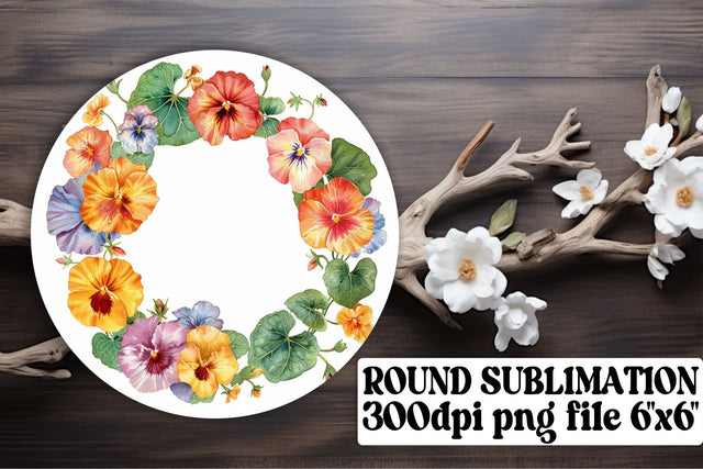 Spring Watercolor Wreath Keychain Sublimation afrosvg 