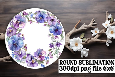 Spring Watercolor Wreath Round Design Sublimation afrosvg 