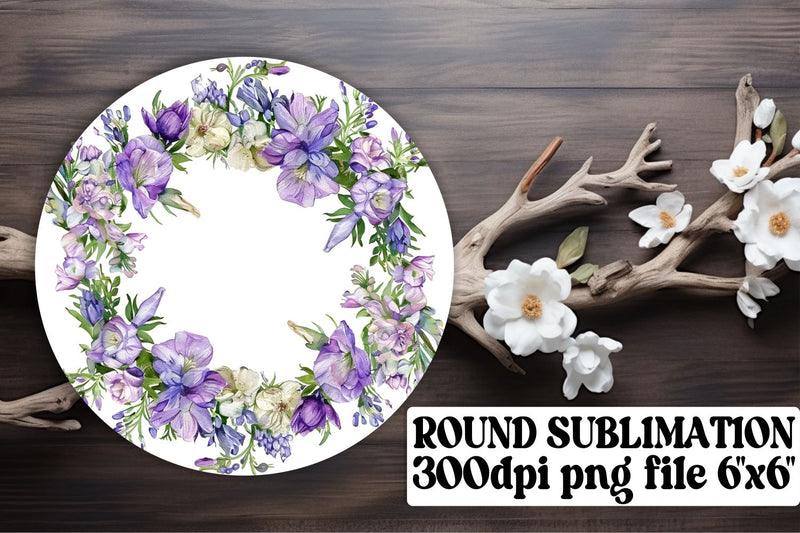 Spring Watercolor Wreath Round Design Sublimation afrosvg 