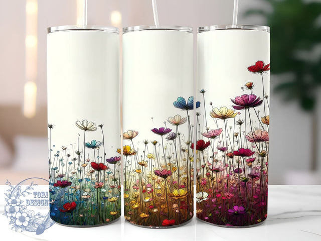Spring Wildflower 20oz Skinny Tumbler, Wildflowers Tumbler Png, Straight & Tapered Tumbler Wrap, Instant Digital Download Sublimation ToriDesigns 