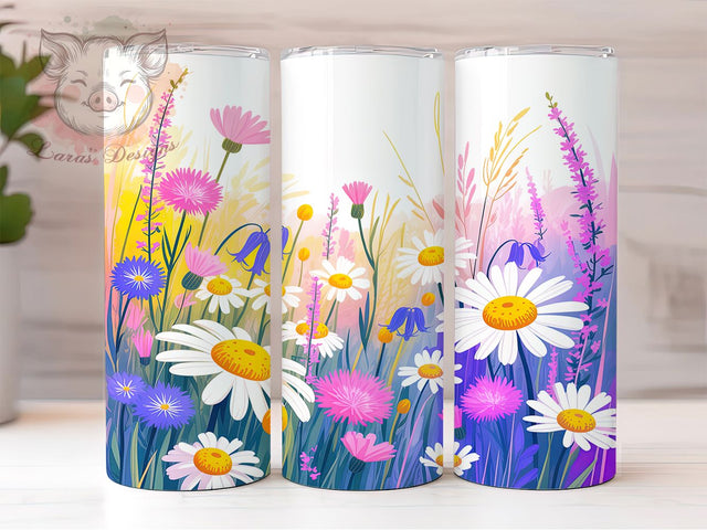 Spring Wildflower Floral Tumbler, Spring Flower Pattern, Bright Blossom Design, 20Oz Sublimation Wrap, Artistic Flower Art, Nature Spring Texture, Tumbler Sublimation Sublimation Lara' s Designs 
