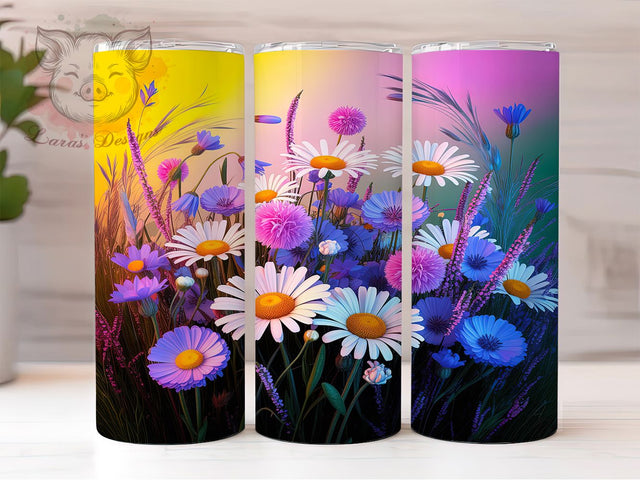 Spring Wildflower Floral Tumbler, Spring Flower Pattern, Bright Blossom Design, 20Oz Sublimation Wrap, Artistic Flower Art, Nature Spring Texture, Tumbler Sublimation Sublimation Lara' s Designs 