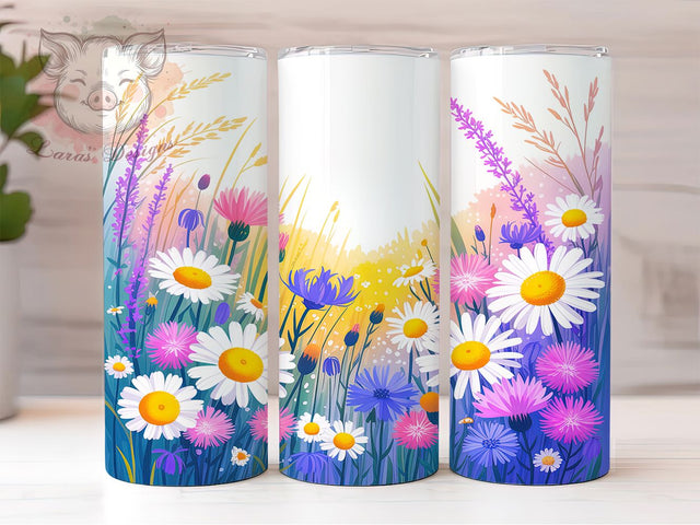 Spring Wildflower Floral Tumbler, Spring Flower Pattern, Bright Blossom Design, 20Oz Sublimation Wrap, Artistic Flower Art, Nature Spring Texture, Tumbler Sublimation Sublimation Lara' s Designs 
