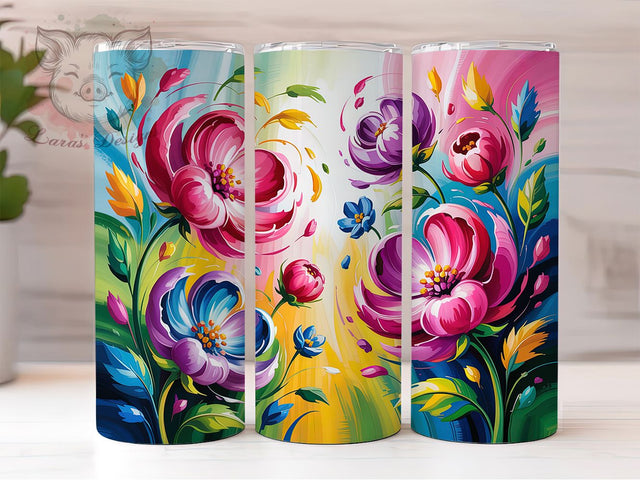 Spring Wildflower Floral Tumbler Wrap, Wildflowers Theme, Floral Art, Nature Style, Vibrant Design, Tumbler Wrap, Sublimation Design Sublimation Lara' s Designs 