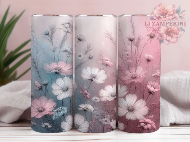 Spring Wildflower Garden Tumbler Wrap, Meadow Flower Design, Pink Garden Art, Natural Bloom Cup, Feminine Floral Gift, Wild Flower Wrap, Botanical Sublimation Sublimation Li Zamperini 