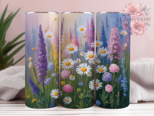 Spring Wildflower Meadow Tumbler, Wildflower Theme, Floral Design, Nature Style, Colorful Pattern, 20Oz Tumbler, Sublimation Wrap Sublimation Li Zamperini 