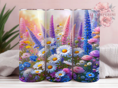 Spring Wildflower Meadow Tumbler, Wildflower Theme, Floral Design, Nature Style, Colorful Pattern, 20Oz Tumbler, Sublimation Wrap Sublimation Li Zamperini 