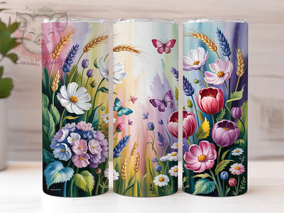 Spring Wildflower Pastel Bloom 20oz Tumbler, Pastel Garden, Floral Bloom, Nature Inspired, Soft Pastel, 20oz Tumbler Wrap, Sublimation PNG Sublimation Lara' s Designs 