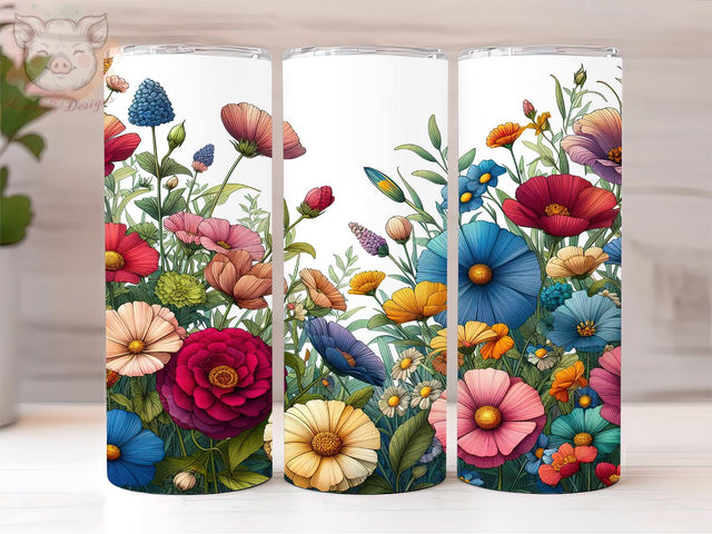 Spring Wildflowers 20oz Tumbler Png, Straight & Tapered Tumbler Png, Flowers Tumbler Png, Digital Download PNG Sublimation Lara' s Designs 