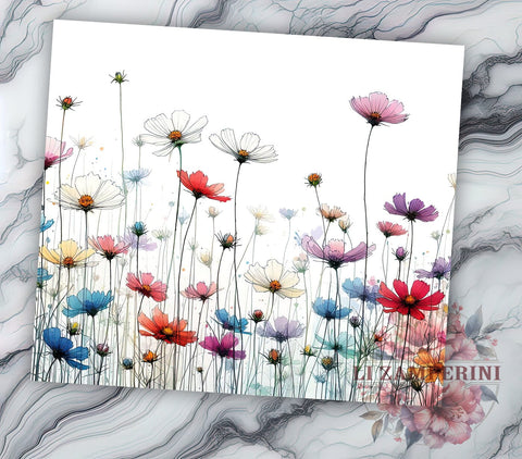 Spring Wildflowers 20oz Tumbler Wrap PNG, Wildflower Tumbler Png, Straight & Tapered Tumbler Wrap, Instant Digital Download Sublimation Li Zamperini 