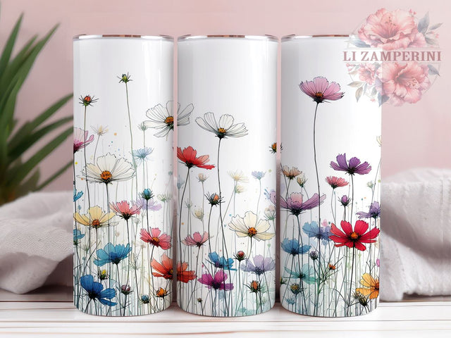 Spring Wildflowers 20oz Tumbler Wrap PNG, Wildflower Tumbler Png, Straight & Tapered Tumbler Wrap, Instant Digital Download Sublimation Li Zamperini 