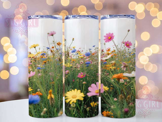 Spring Wildflowers Tumbler Wrap, spring bouquet wrap, wildflower art design, garden bloom tumbler, spring gift wrap, meadow lover decal, flower season tumbler Sublimation SvggirlplusArt 