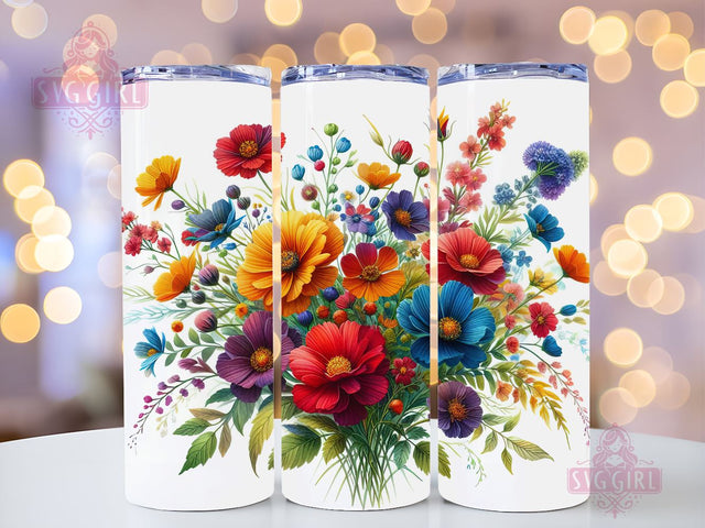 Spring Wildflowers Vibrant 20oz Tumbler Wrap Sublimation Design, Straight Tapered Tumbler Wrap, Wildflowers Tumbler Png, Instant Digital Download Sublimation SvggirlplusArt 