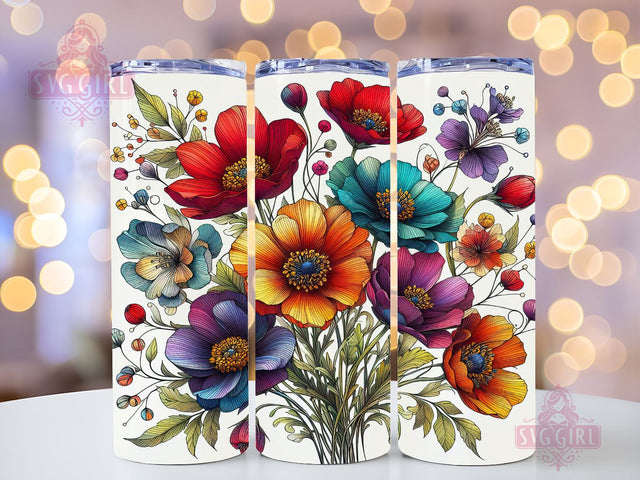 Spring Wildflowers Vibrant 20oz Tumbler Wrap Sublimation Design, Straight Tapered Tumbler Wrap, Wildflowers Tumbler Png, Instant Digital Download Sublimation SvggirlplusArt 