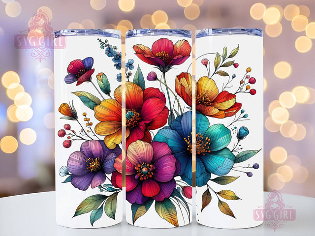 Spring Wildflowers Vibrant 20oz Tumbler Wrap Sublimation Design, Straight Tapered Tumbler Wrap, Wildflowers Tumbler Png, Instant Digital Download Sublimation SvggirlplusArt 