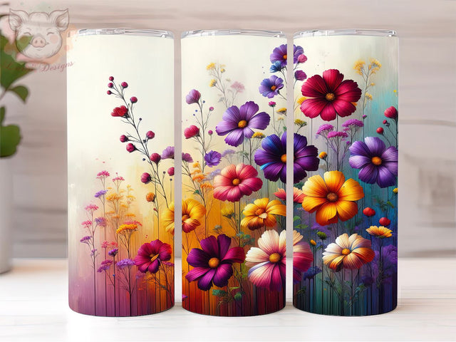 Spring Wildflowers Vibrant Colors 20oz Tumbler Png, Straight & Tapered Tumbler Png, Wildflowers Tumbler Png, Digital Download PNG Sublimation Lara' s Designs 