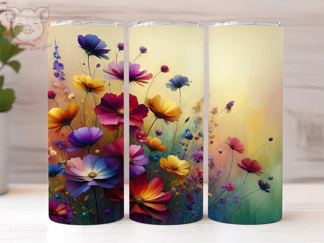 Spring Wildflowers Vibrant Colors 20oz Tumbler Png, Straight & Tapered Tumbler Png, Wildflowers Tumbler Png, Digital Download PNG Sublimation Lara' s Designs 
