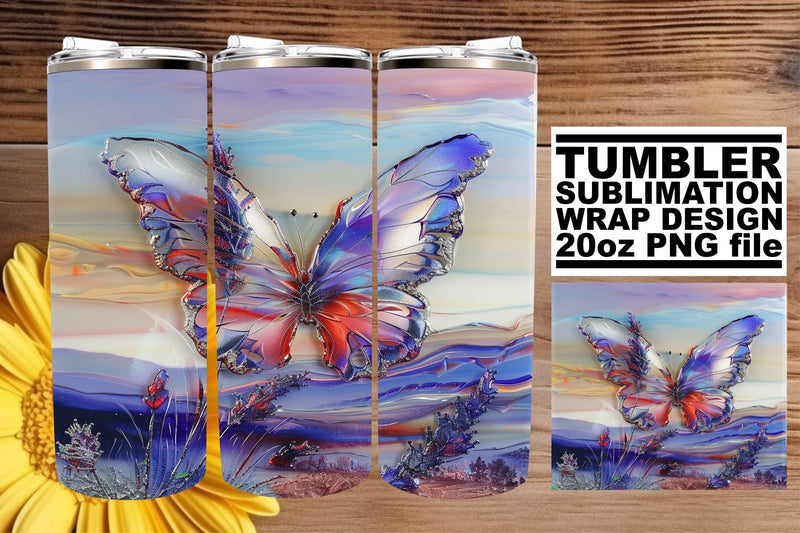 Spring Wrap 3D Glitter Butterfly Sublimation afrosvg 