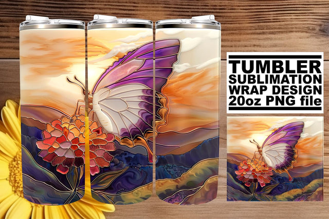 Spring Wrap 3D Tumbler Butterfly Sublimation afrosvg 