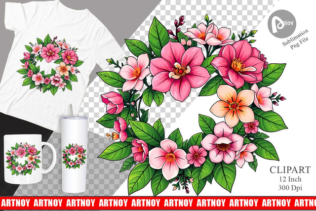 Spring Wreath Clipart Sublimation artnoy 