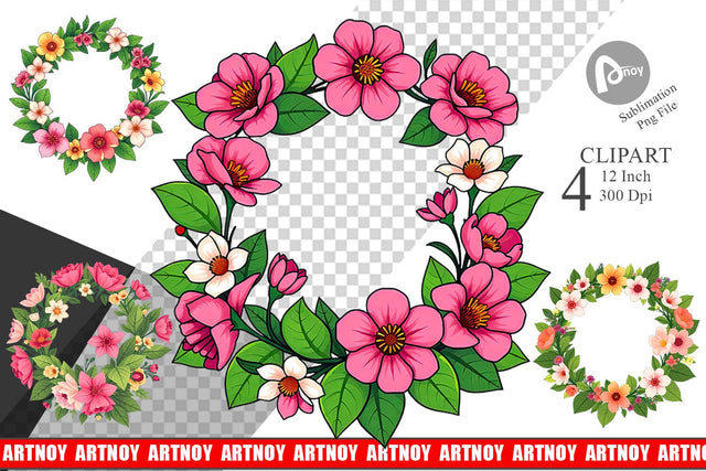 Spring Wreath Clipart Sublimation artnoy 